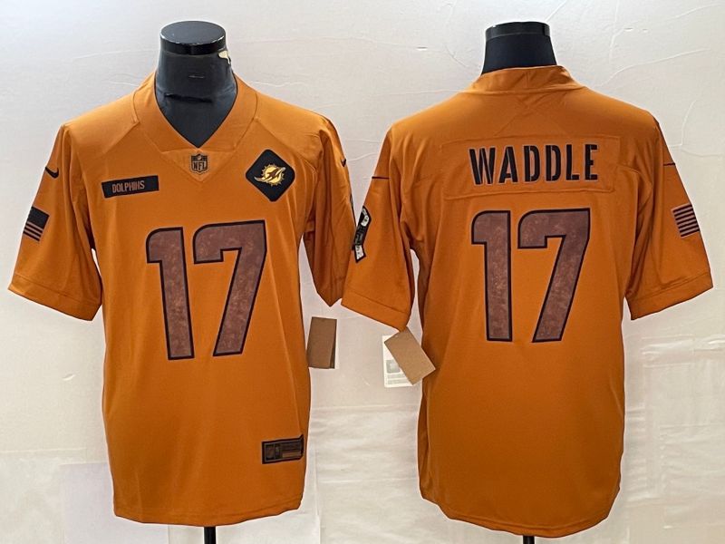 Men Miami Dolphins #17 Waddle brown Nike 2023 Salute To Service Limited NFL Jersey